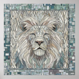 Lion Portrait Mosaik Art Poster