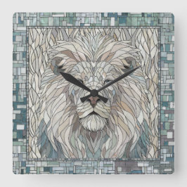 Lion Portrait Mosaik Art Quadratische Wanduhr