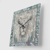 Lion Portrait Mosaik Art Quadratische Wanduhr (Winkel)