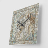 Lion Portrait Mosaik Art Quadratische Wanduhr (Winkel)