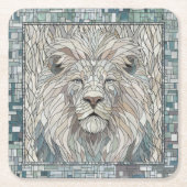 Lion Portrait Mosaik Art Rechteckiger Pappuntersetzer (Vorderseite)