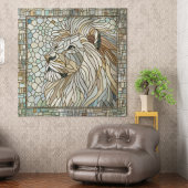Lion Portrait Mosaik Art Wandteppich
