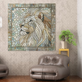 Lion Portrait Mosaik Art Wandteppich