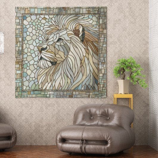 Lion Portrait Mosaik Art Wandteppich