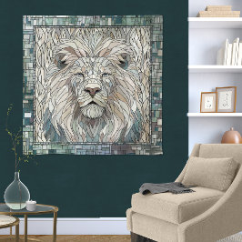 Lion Portrait Mosaik Art Wandteppich