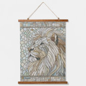 Lion Portrait Mosaik Art Wandteppich Mit Holzrahmen (Vorderseite)