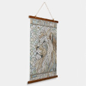 Lion Portrait Mosaik Art Wandteppich Mit Holzrahmen (Gewinkelt)