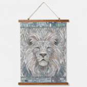 Lion Portrait Mosaik Art Wandteppich Mit Holzrahmen (Vorderseite)