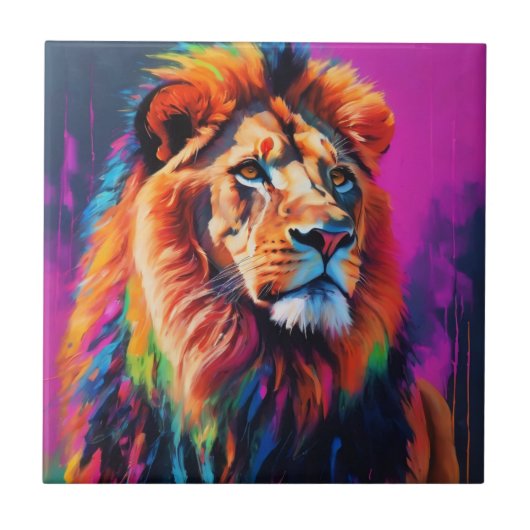 Lion Portrait Painting Art Fliese (Vorderseite)