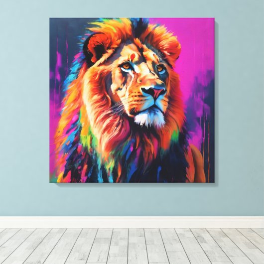 Lion Portrait Painting Art Leinwanddruck (Insitu (Holzboden))