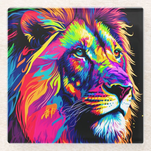 Lion Portrait Painting Glasuntersetzer (Vorderseite)