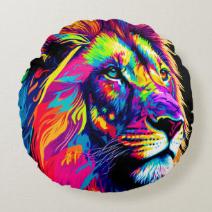 Lion Portrait Rundes Kissen