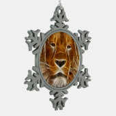 Lion Portrait Schneeflocken Zinn-Ornament (Links)