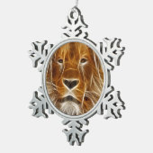 Lion Portrait Schneeflocken Zinn-Ornament (Rechts)