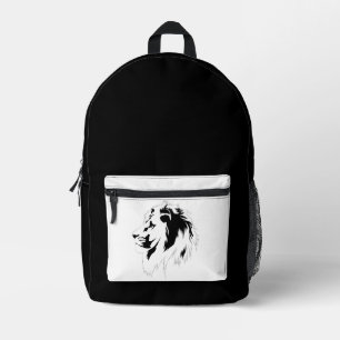 Lion Portrait (schwarz) Bedruckter Rucksack