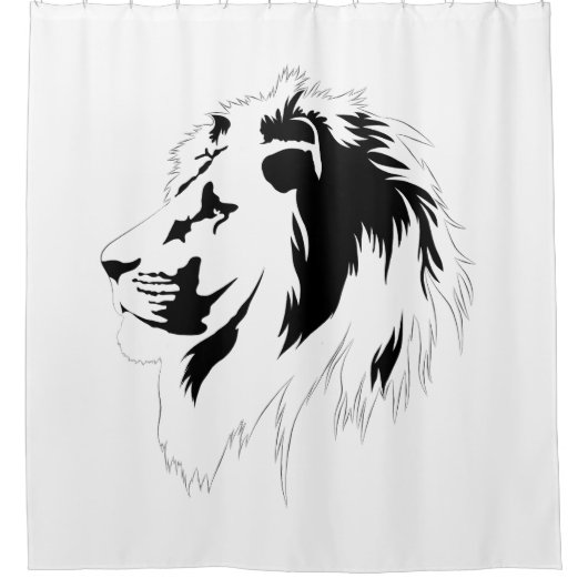 Lion Portrait (schwarz) Duschvorhang (Vorderseite)