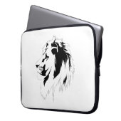 Lion Portrait (schwarz) Laptopschutzhülle (Vorderseite Links)