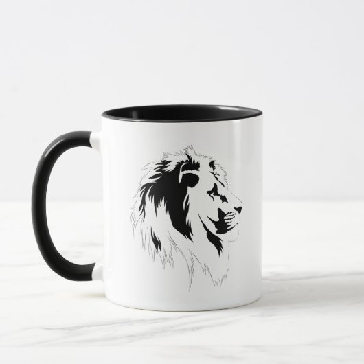 Lion Portrait (schwarz) Tasse (Links)