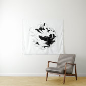 Lion Portrait (schwarz) Wandteppich (Beispiel (Horizontal))
