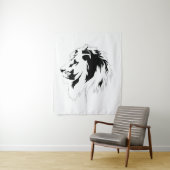 Lion Portrait (schwarz) Wandteppich (Beispiel)