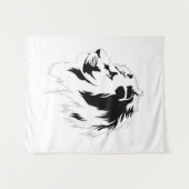 Lion Portrait (schwarz) Wandteppich (Vorderseite (Horizontal))