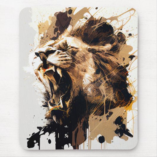 Lion Portrait Tiermalerei Mousepad (Vorne)