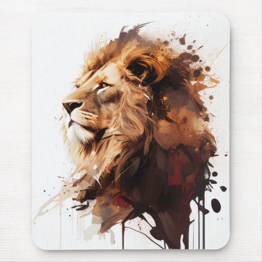 Lion Portrait Tiermalerei Mousepad (Vorne)