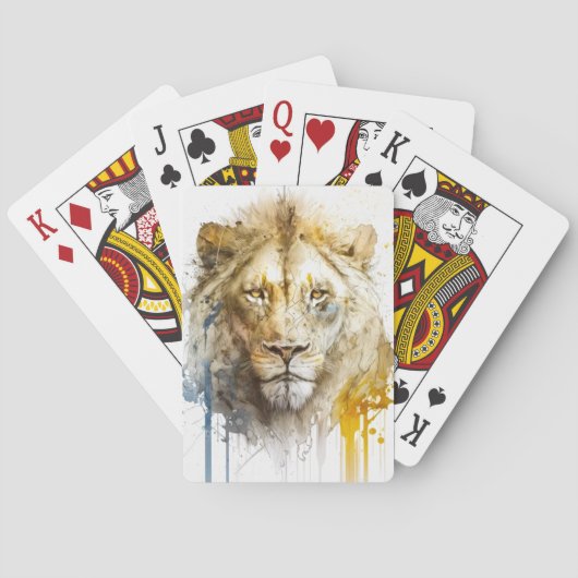Lion Portrait Tiermalerei Spielkarten (Rückseite)