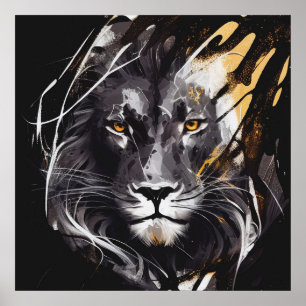 Lion Portrait Tiermalerei Wildlife Adventure Poster