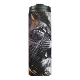 Lion Portrait Tiermalerei Wildlife Adventure Thermosbecher