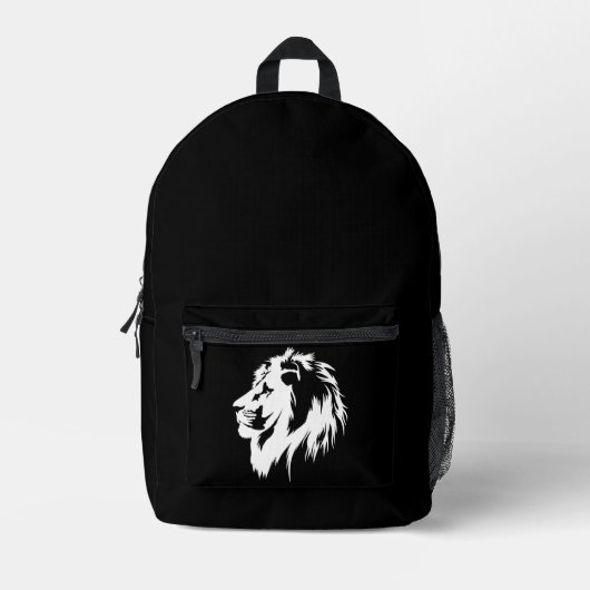 Lion Portrait (weiß) Bedruckter Rucksack (Vorderseite)