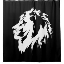 Lion Portrait (weiß) Duschvorhang