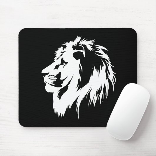 Lion Portrait (weiß) Mousepad (Mit Mouse)