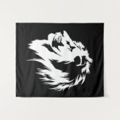 Lion Portrait (weiß) Wandteppich (Vorderseite (Horizontal))