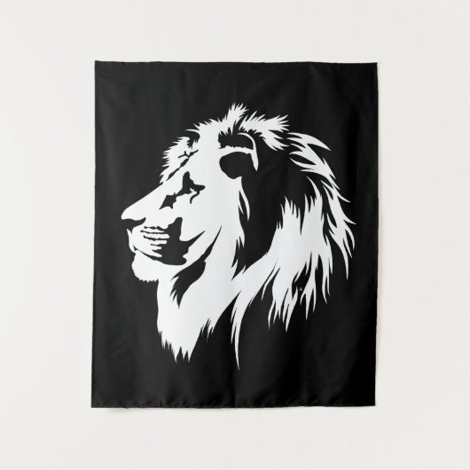 Lion Portrait (weiß) Wandteppich (Vorderseite)