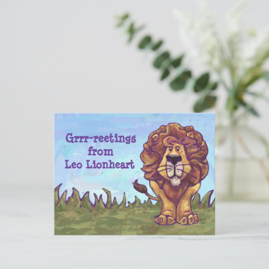 Lion Post Card Postkarte (Stehend Vorderseite)