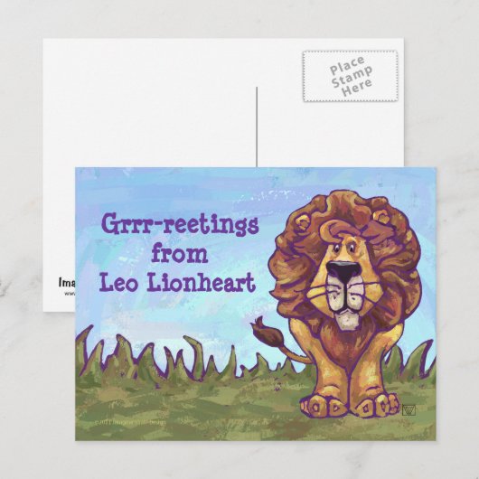 Lion Post Card Postkarte (Vorne/Hinten)
