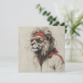 Lion Postcard Save The Date (Stehend Vorderseite)