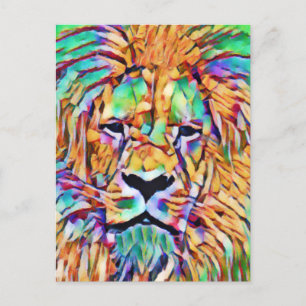 Lion Postcard - Vibrannte Kunst Postkarte