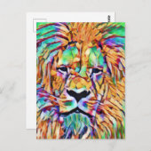 Lion Postcard - Vibrannte Kunst Postkarte (Vorne/Hinten)