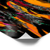 Lion Poster Glossy - Orange Dark Lion Illustration (Ecke)