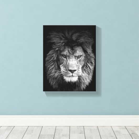 Lion Poster Löwe Leinwand BLACK (Insitu (Holzboden))
