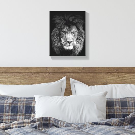 Lion Poster Löwe Leinwand BLACK (Insitu (Schlafzimmer))
