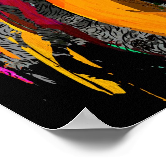 Lion Poster | Orange Dark Lion Illustration (Ecke)