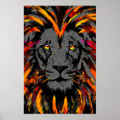 Lion Poster | Orange Dark Lion Illustration (Vorne)