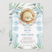 Lion Prince Baby Boy Taufe Einladung (Vorne/Hinten)