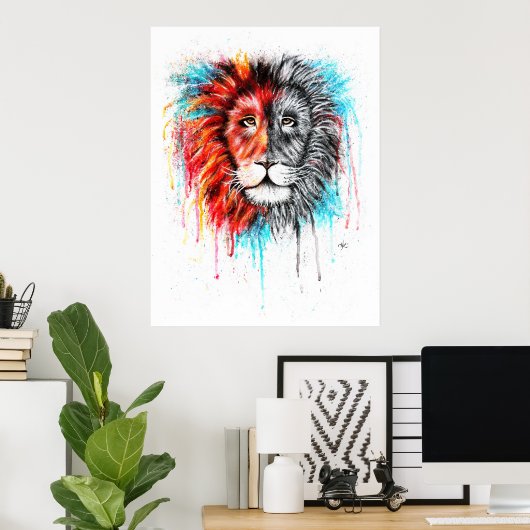 Lion Print Poster! Poster (Heimbüro)