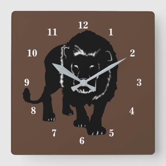 Lion Quadratische Wanduhr (Vorderseite)