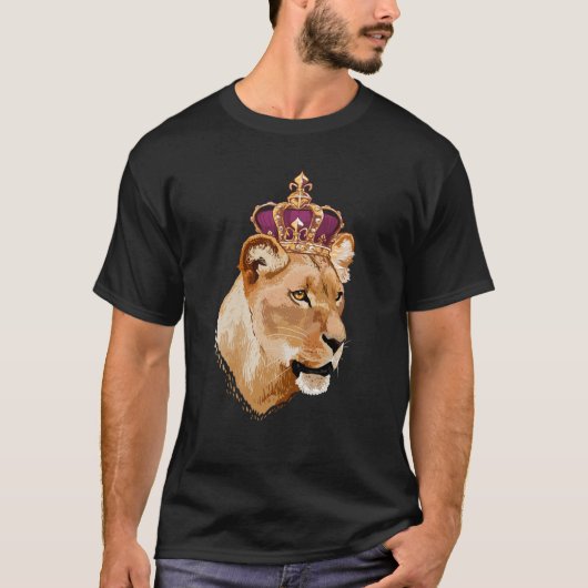 Lion Queen Big Cat Crowned Lioness Family T-Shirt (Vorderseite)