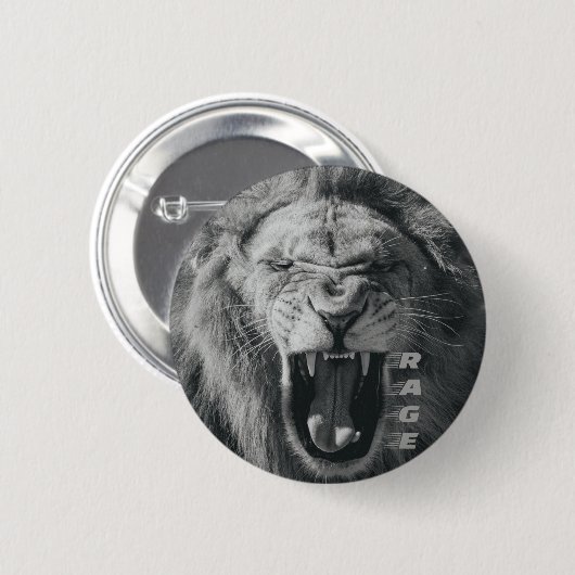 Lion Rage Black und White Roar Button (Vorne & Hinten)